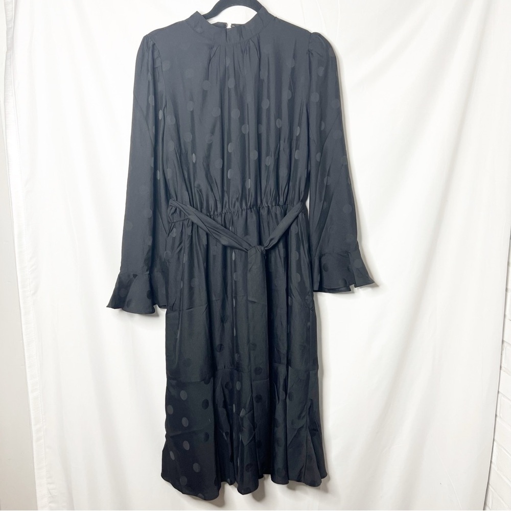 New with tags Ann Taylor Long Sleeve Satin Black Polka Dot Dress Size 12